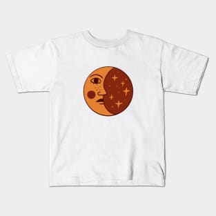 Celestial Moon Face and stars illustration Kids T-Shirt